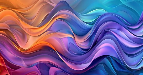 Abstract waves in vibrant colors create a dynamic, fluid composition.