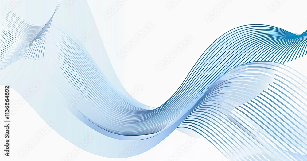 Poster abstract wavy blue lines creating a dynamic and modern visual effect.