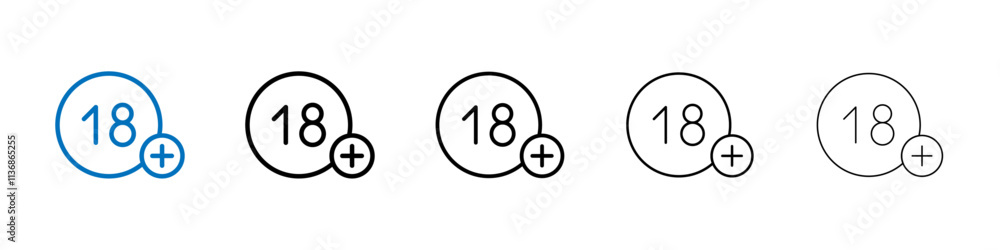 Poster 18 Plus icon Outline vector logo for web ui