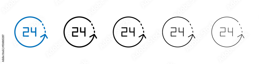 Poster 24 Hour time icon Outline vector logo for web ui