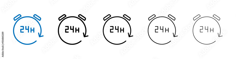 Poster 24 hours icon outline vector logo for web ui
