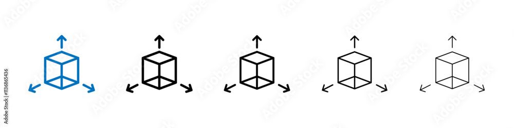 Aufkleber 3D modeling icon Outline vector logo for web ui