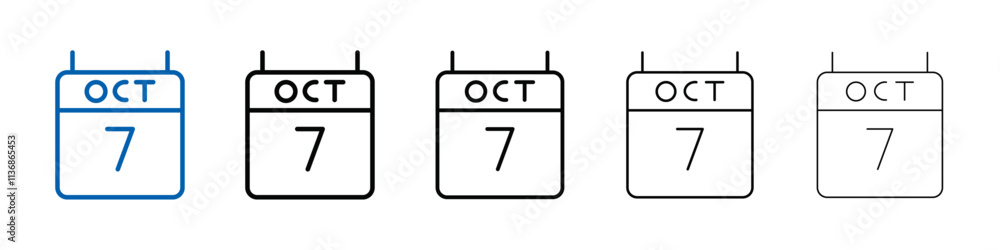 Poster 7 october date icon outline vector logo for web ui