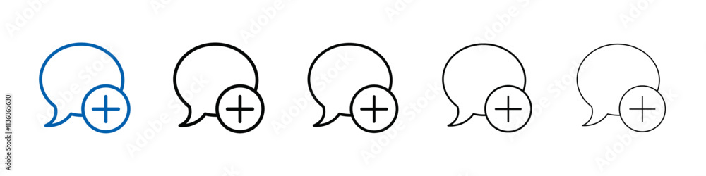Poster Add chat icon Outline vector logo for web ui