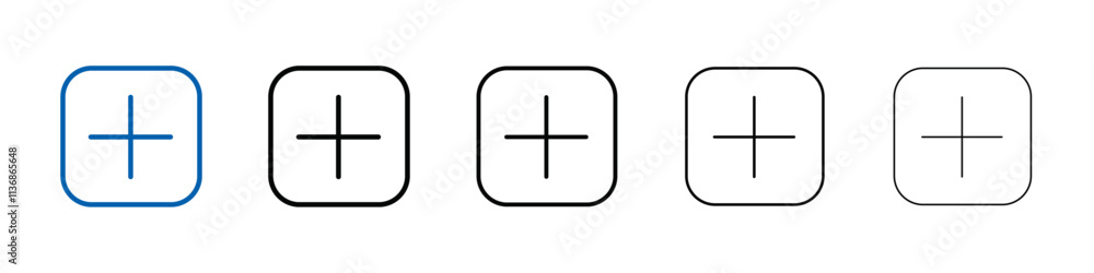 Aufkleber add icon outline vector logo for web ui