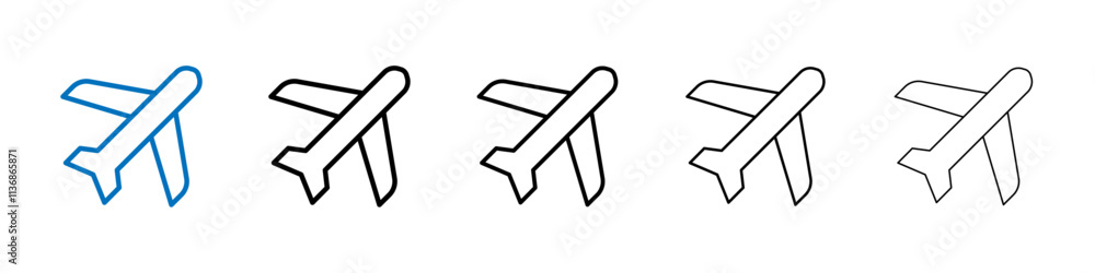 Poster airplane icon outline vector logo for web ui