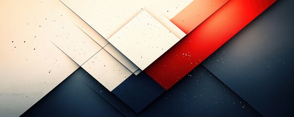 Abstract geometric background with overlapping red, white, and gray layers