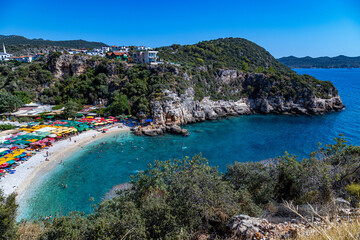 Obraz premium View from hill of Buyuk Cakil Plajı in Kas/ Kaş, Antalya, Turkey 