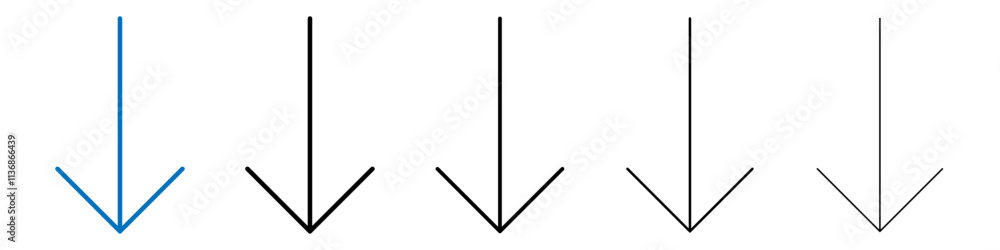 Poster Arrow down icon Outline vector logo for web ui