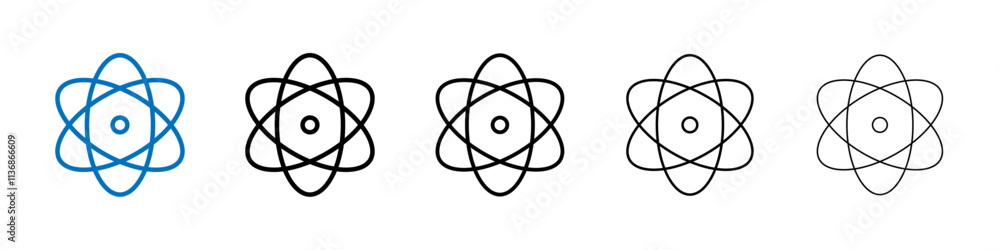Aufkleber Atom icon Outline vector logo for web ui