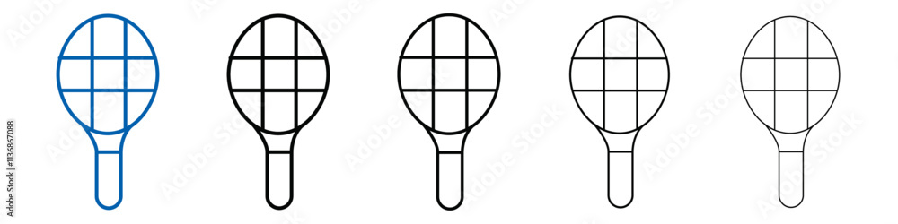 Aufkleber badminton racquet icon outline vector logo for web ui