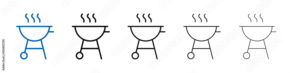 Poster barbecue grill icon outline vector logo for web ui