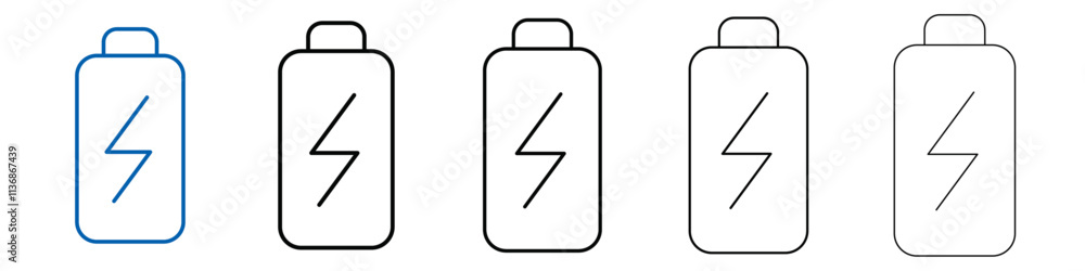 Poster battery charging icon outline vector logo for web ui