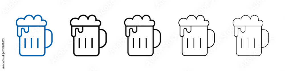 Poster beer mug icon outline vector logo for web ui