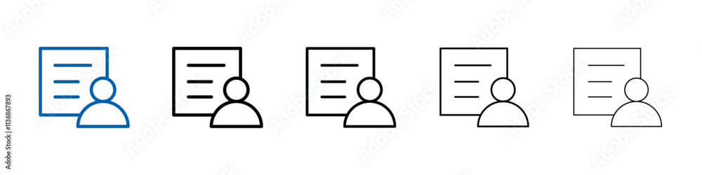 Poster biography icon outline vector logo for web ui