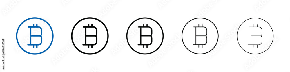 Poster Bitcoin icon Outline vector logo for web ui