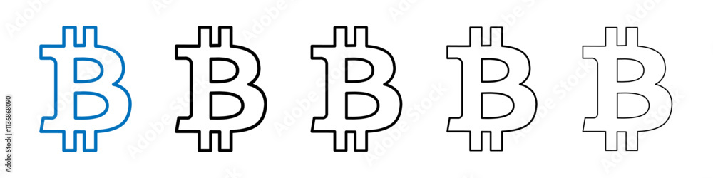 Poster Bitcoin icon Outline vector logo for web ui