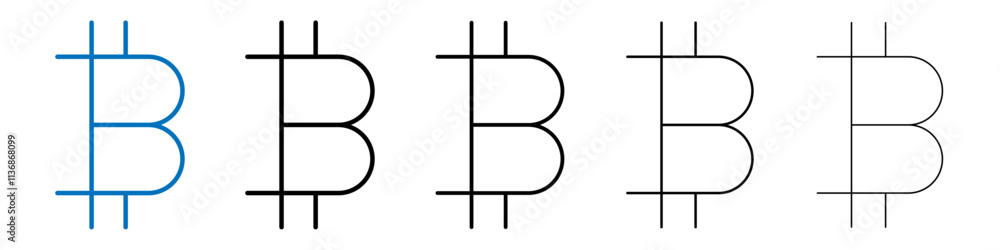 Poster Bitcoin Icon Outline vector logo for web ui