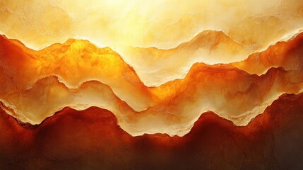 Warm colors blend to form smooth hills, evoking a serene sunrise landscape filled with light