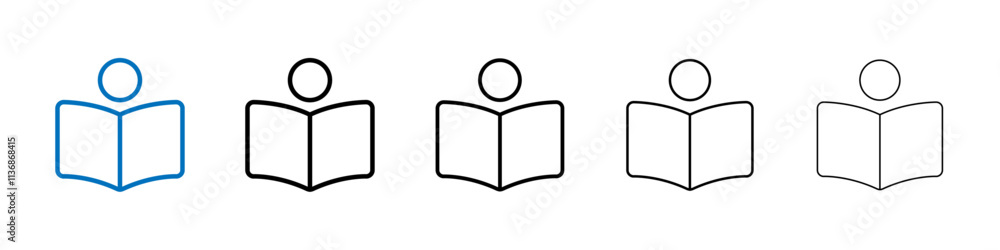 Poster Book open reader icon Outline vector logo for web ui
