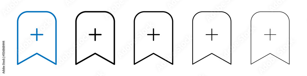 Aufkleber bookmark add icon outline vector logo for web ui