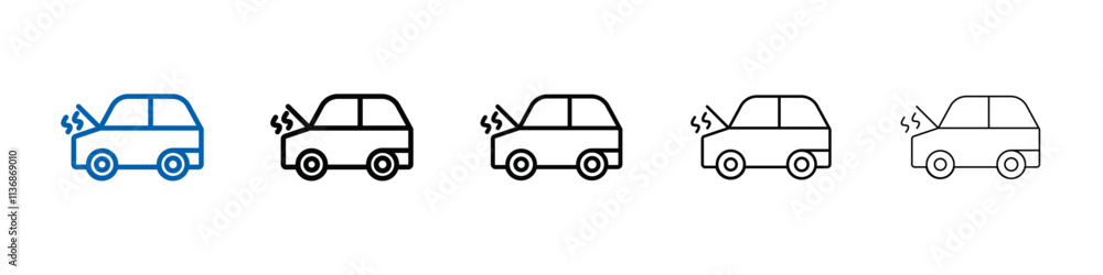 Poster Broken car with open hood icon Outline vector logo for web ui