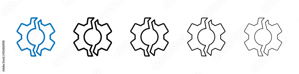 Poster broken gear icon outline vector logo for web ui