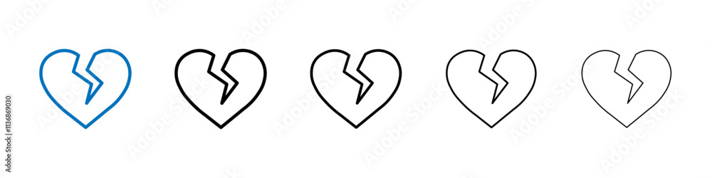 Poster Broken heart icon Outline vector logo for web ui