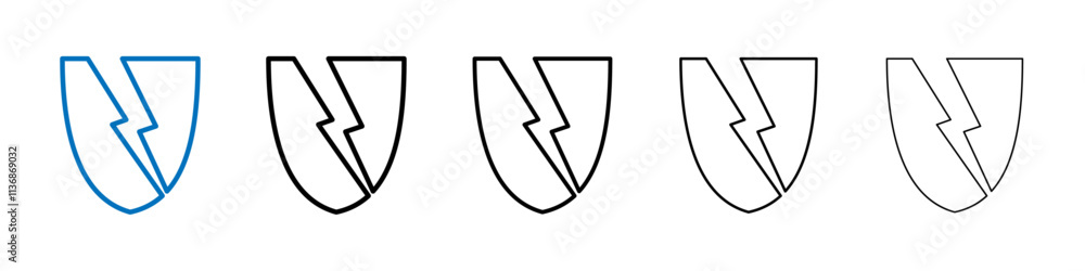 Aufkleber broken shield icon outline vector logo for web ui