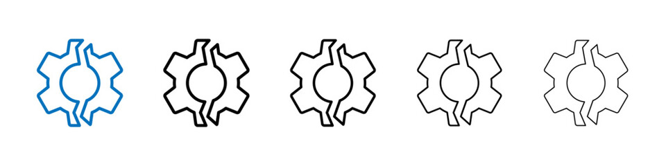 Broken gear icon Outline vector logo for web ui