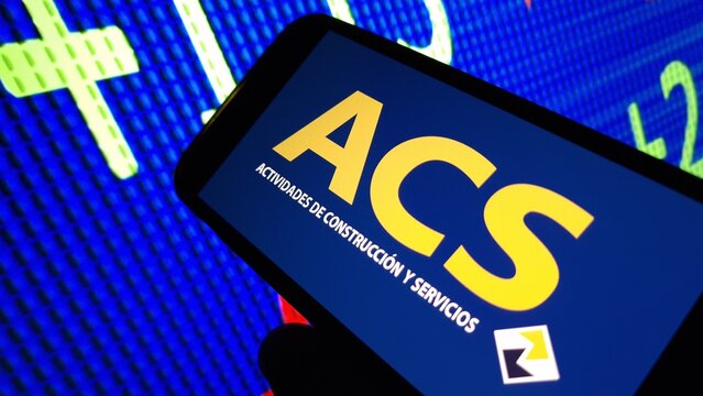Konskie, Poland - December 14, 2024: Grupo ACS company logo displayed on mobile phone