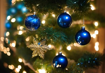 Merry Christmas, balls, lights, blue - 20