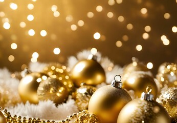 Merry Christmas, balls, lights, gold - 2