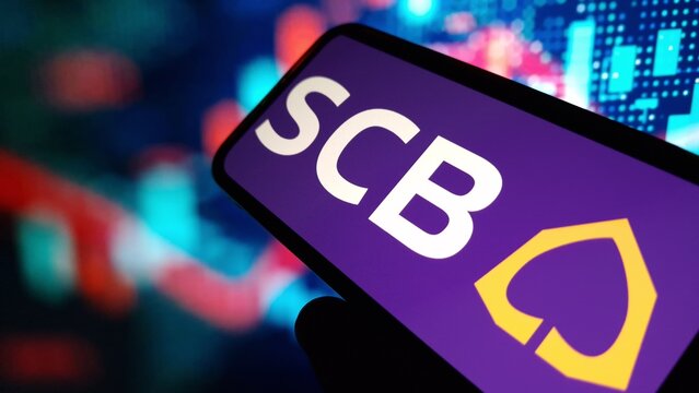 Konskie, Poland - December 14, 2024: Siam Commercial Bank company logo displayed on mobile phone