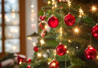 Merry Christmas, balls, lights, red - 10