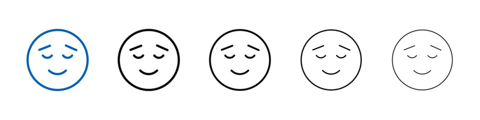 Calm Emoji icon Outline vector logo for web ui