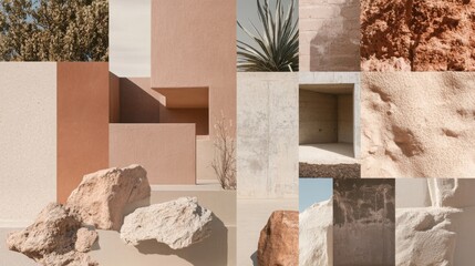 Color of the year 2025 Mocha Mousse. Mood fashion collage. Trendy aesthetic concept. Light brown coffee moodboard.
