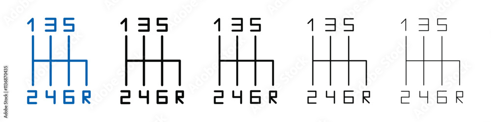 Aufkleber car manual shift lever icon outline vector logo for web ui