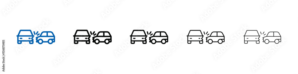 Poster car side crash icon outline vector logo for web ui