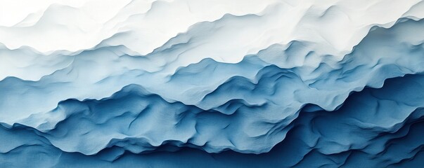 Abstract white and blue textured background with flowing wave-like patterns