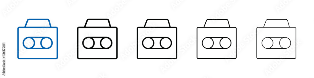 Poster cassette tape icon outline vector logo for web ui