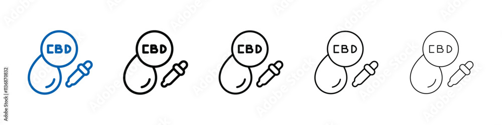 Poster cbd oil drop icon outline vector logo for web ui