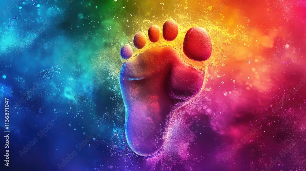 Poster abstract footprint design with playful color burst