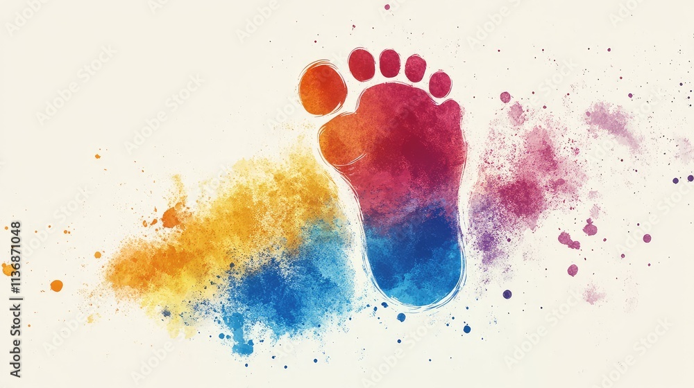 Poster abstract footprint design with playful color burst