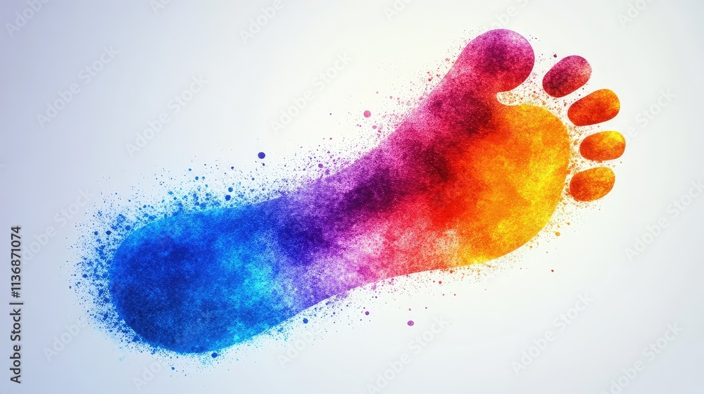 Poster abstract footprint design with playful color burst