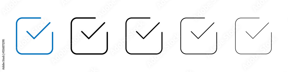 Poster check mark icon outline vector logo for web ui