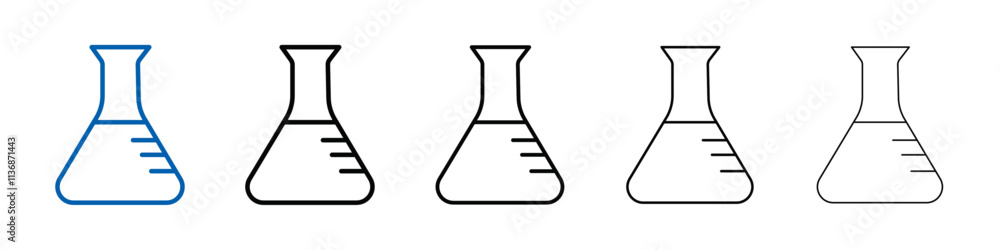 Poster chemical flask icon outline vector logo for web ui