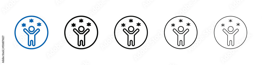 Poster child playing snow icon outline vector logo for web ui