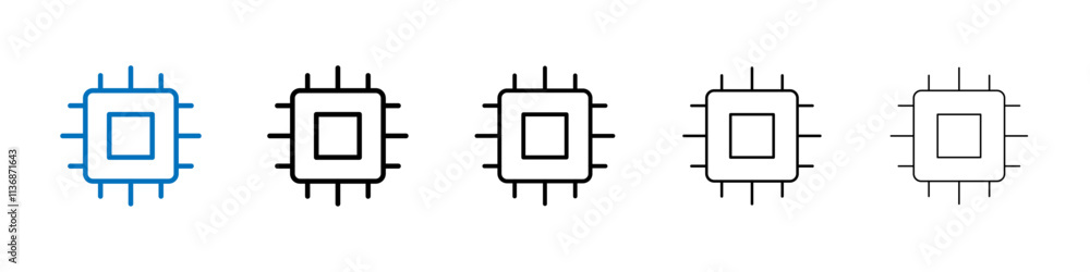 Poster Chip icon Outline vector logo for web ui