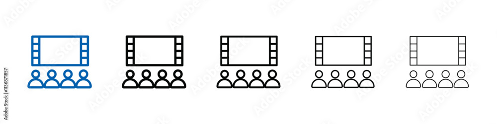 Poster cinema audience icon outline vector logo for web ui